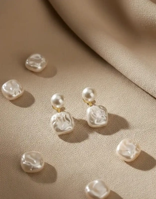 Square Baroque Pearl Drop Earrings
