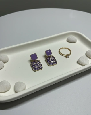 Lilac Crystal Block Drop Earrings