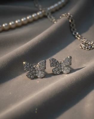 Sparkling Butterfly Stud Earrings