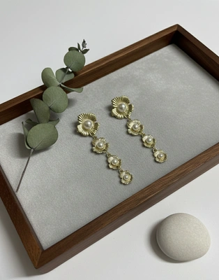 Floral Pearl Drop Earrings