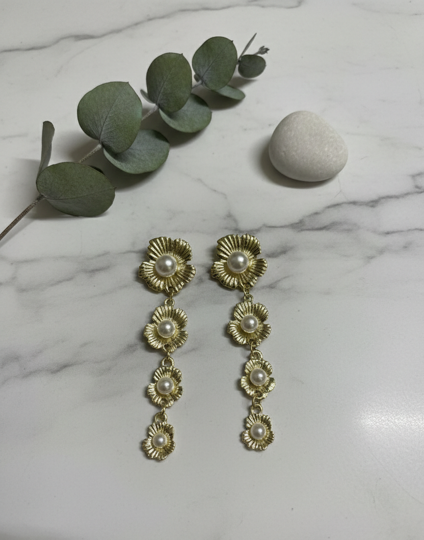 Floral Pearl Drop Earrings