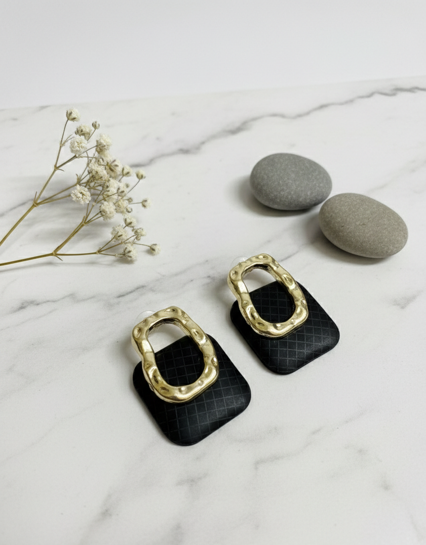 Midnight Onyx Gold-Tone Drop Earrings