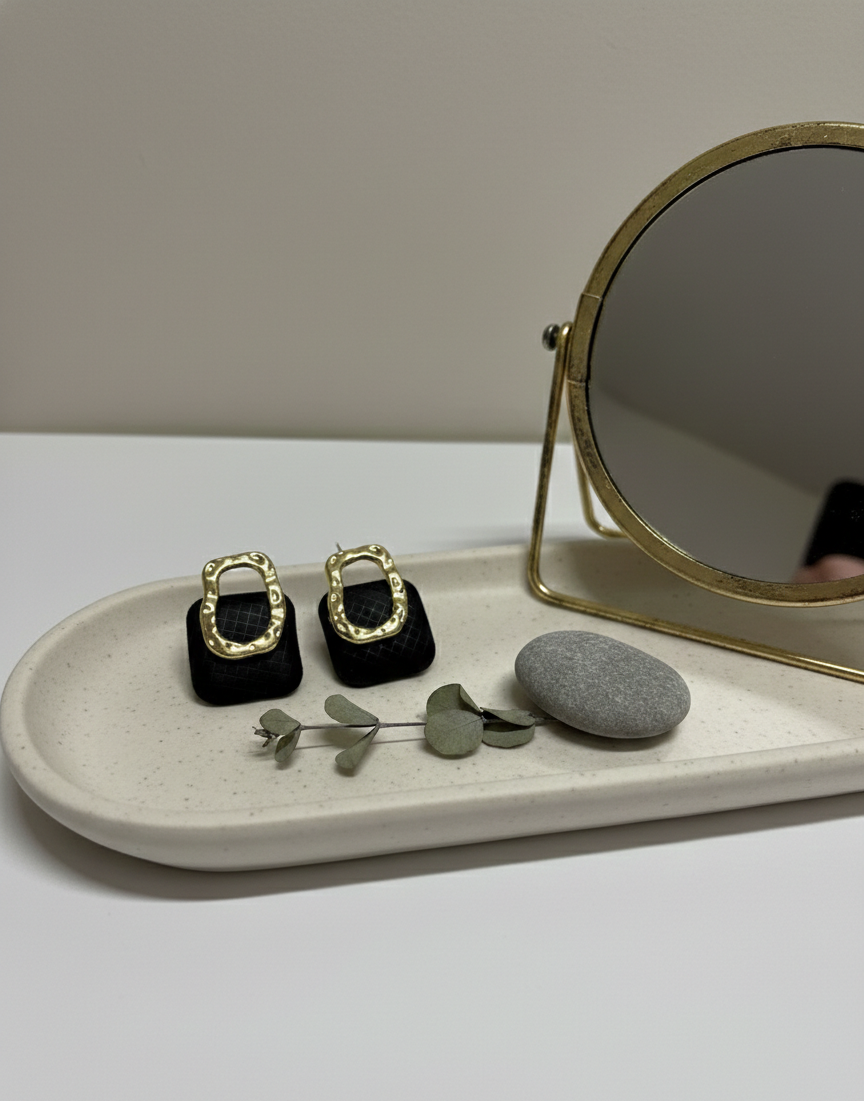 Midnight Onyx Gold-Tone Drop Earrings