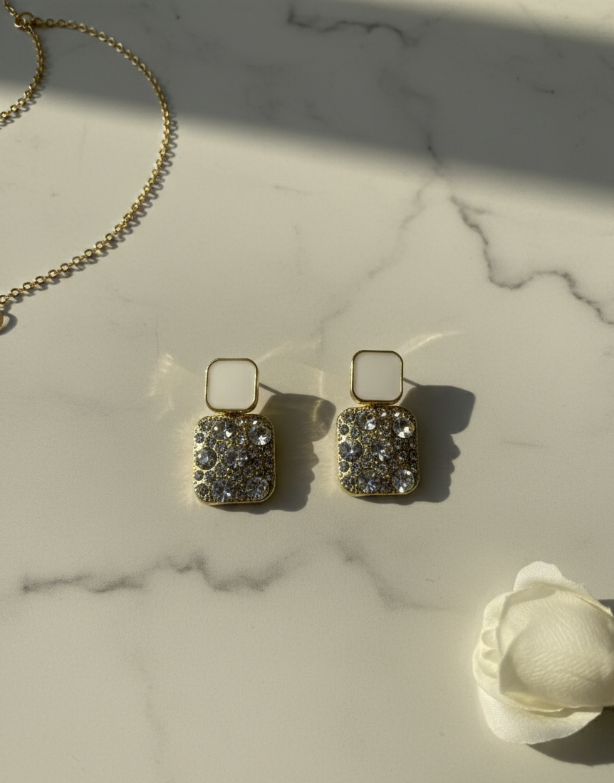 Opulence Ivory Crystal Earrings