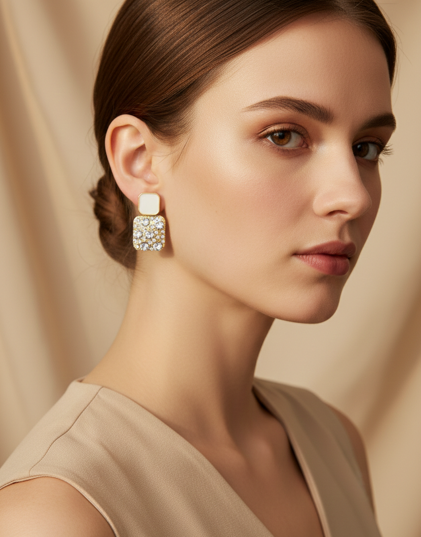 Opulence Ivory Crystal Earrings