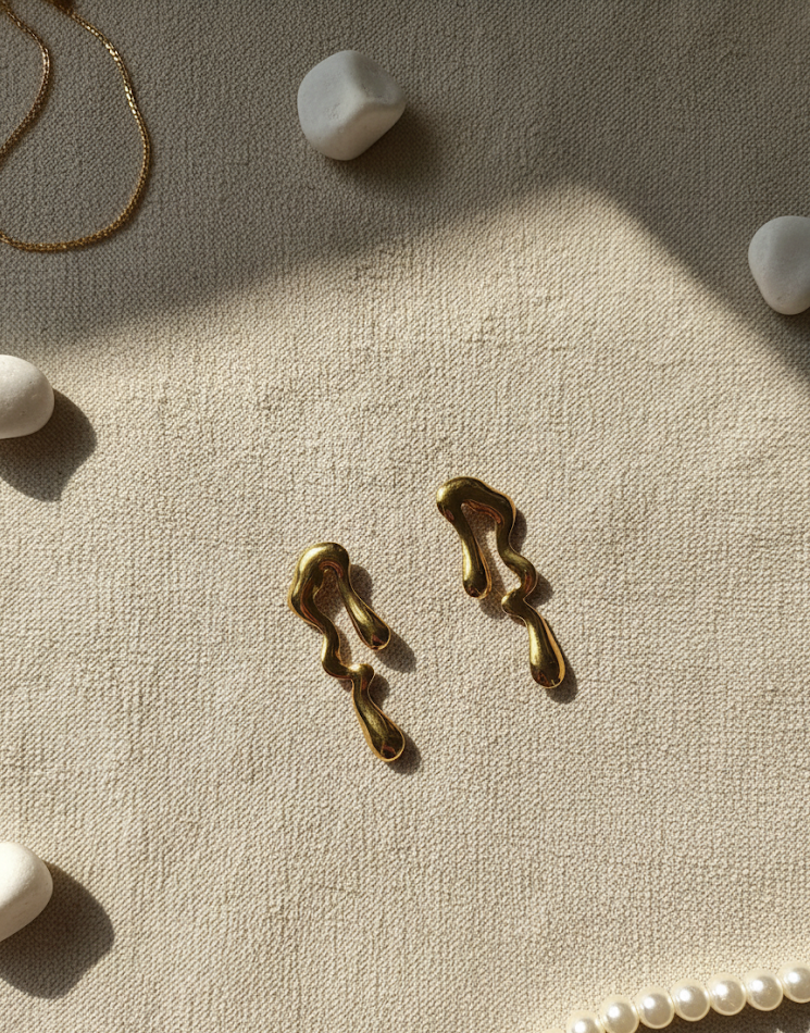 Gold Drip Abstract Earrings