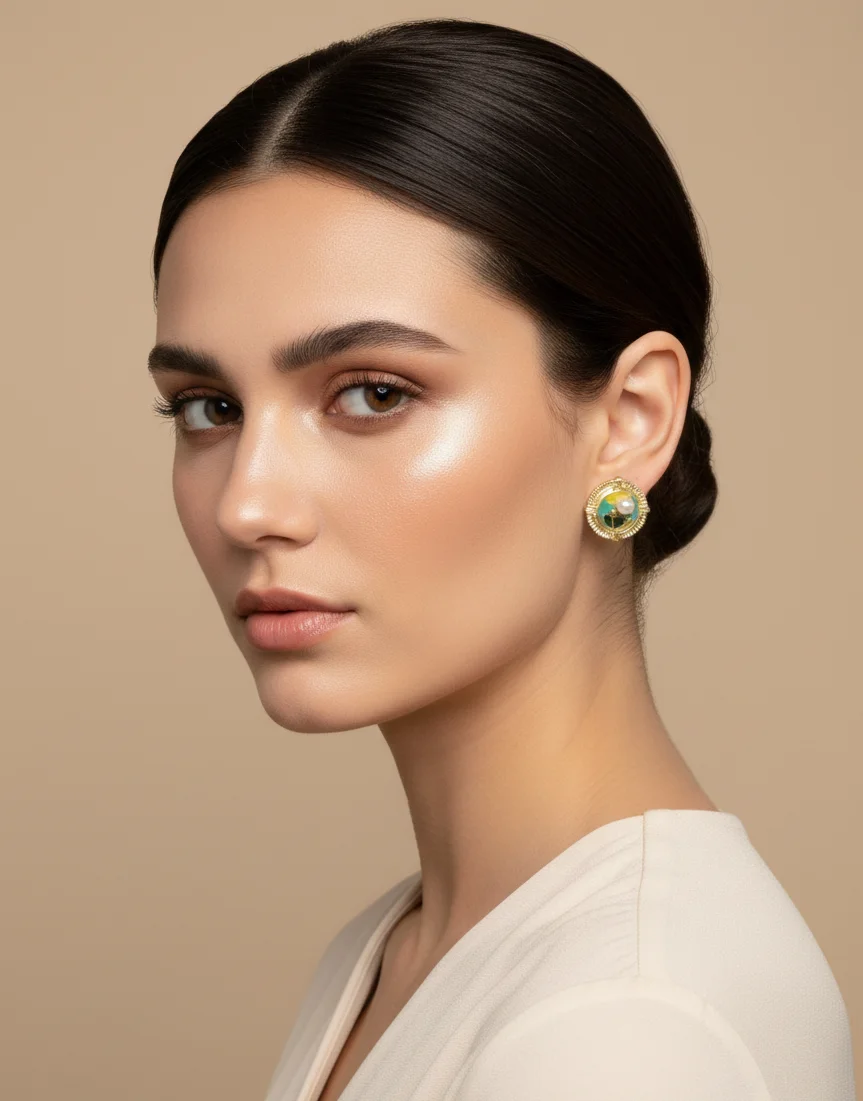 Vintage Bloom Pearl Stud Earrings