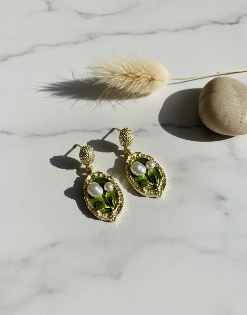 Botanical Pearl Medallion Earrings