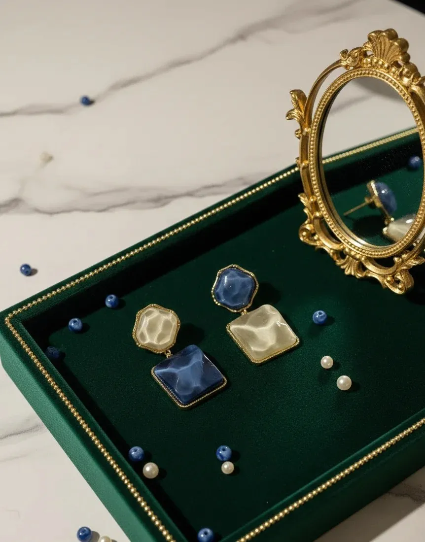 Ocean Mist Dual-Tone Geometric Earrings