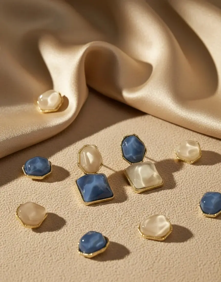 Ocean Mist Dual-Tone Geometric Earrings