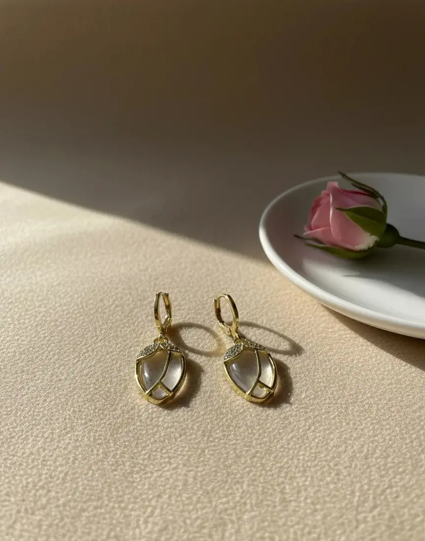 Petal Drop Crystal Earrings